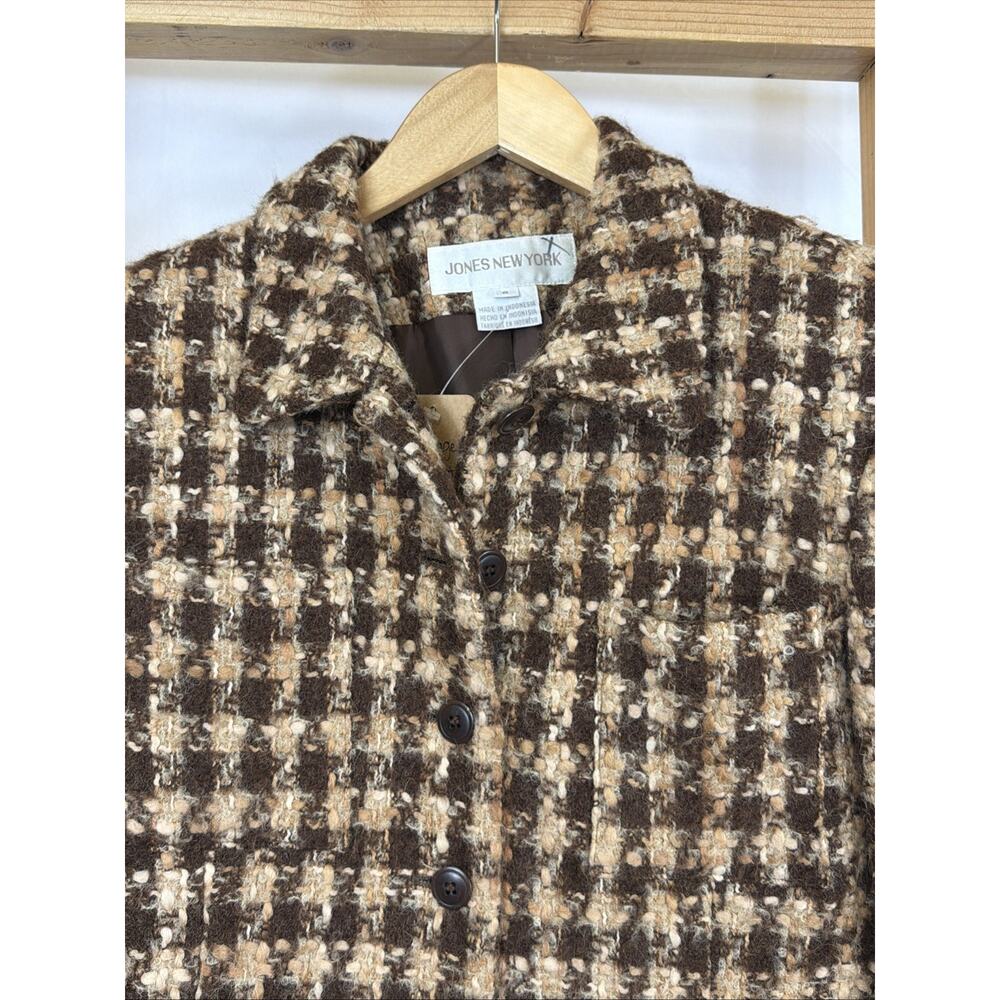Vtg Y2K Jones New York Brown Long Sleeve Button Up Tweed Blazer #1588 Size SM - Picture 3 of 6
